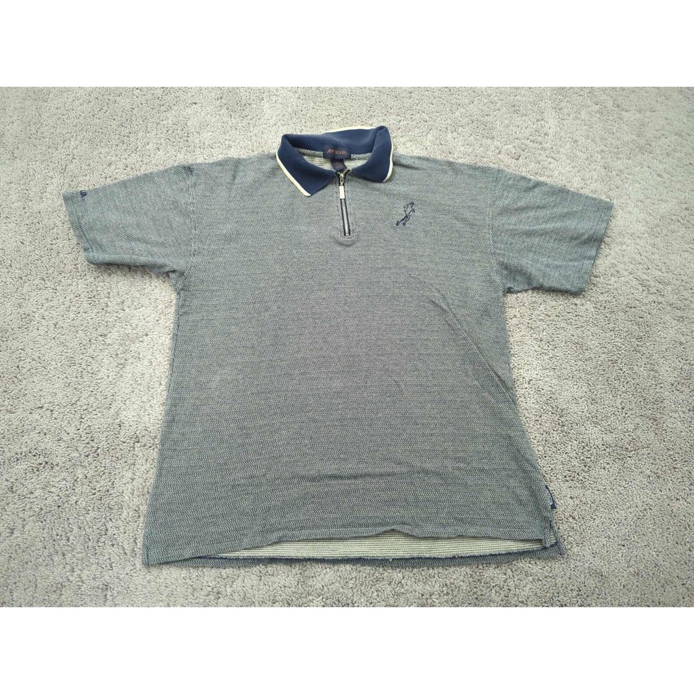 Vintage Antigua Polo Shirt Mens XL‎ Gray Short Sleeve 1/4 Zip Golf Casual